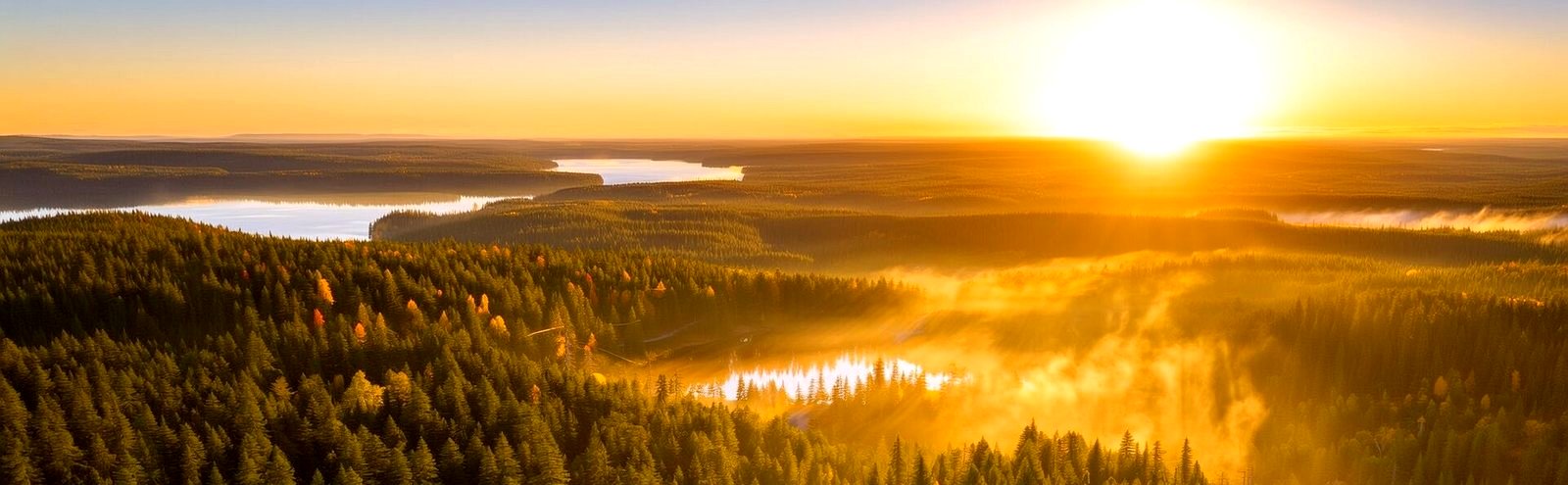 Lacs et forêt boréale vus du ciel